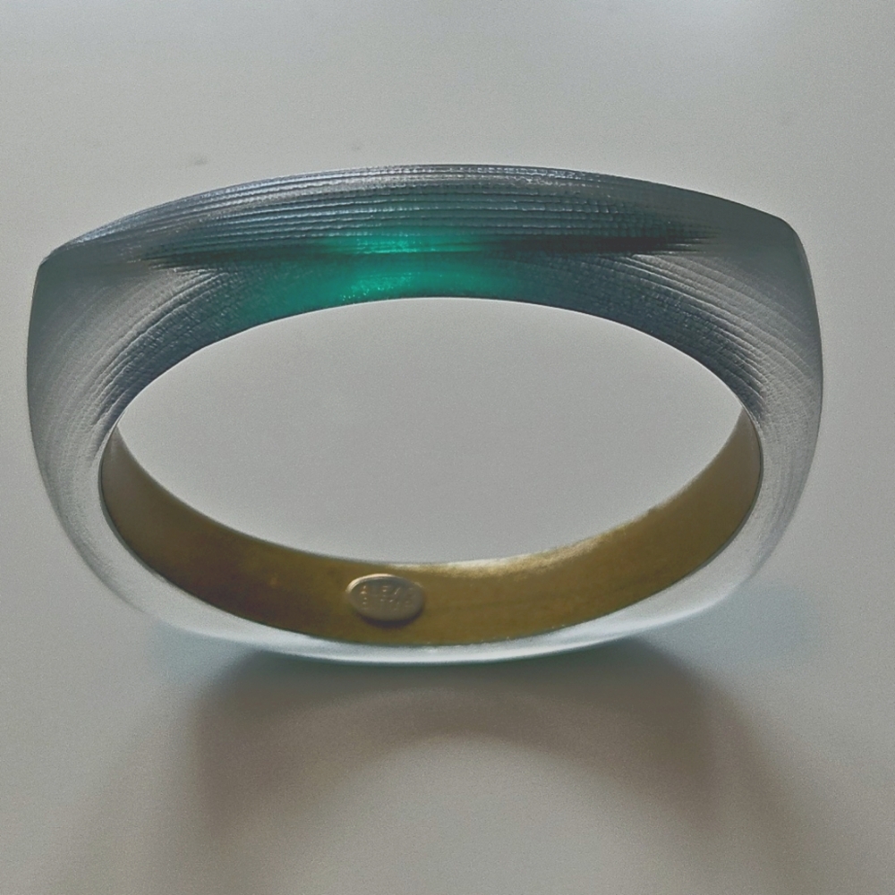 Alexis Bittar Soft Square Lucite Bangle Bracelet Green